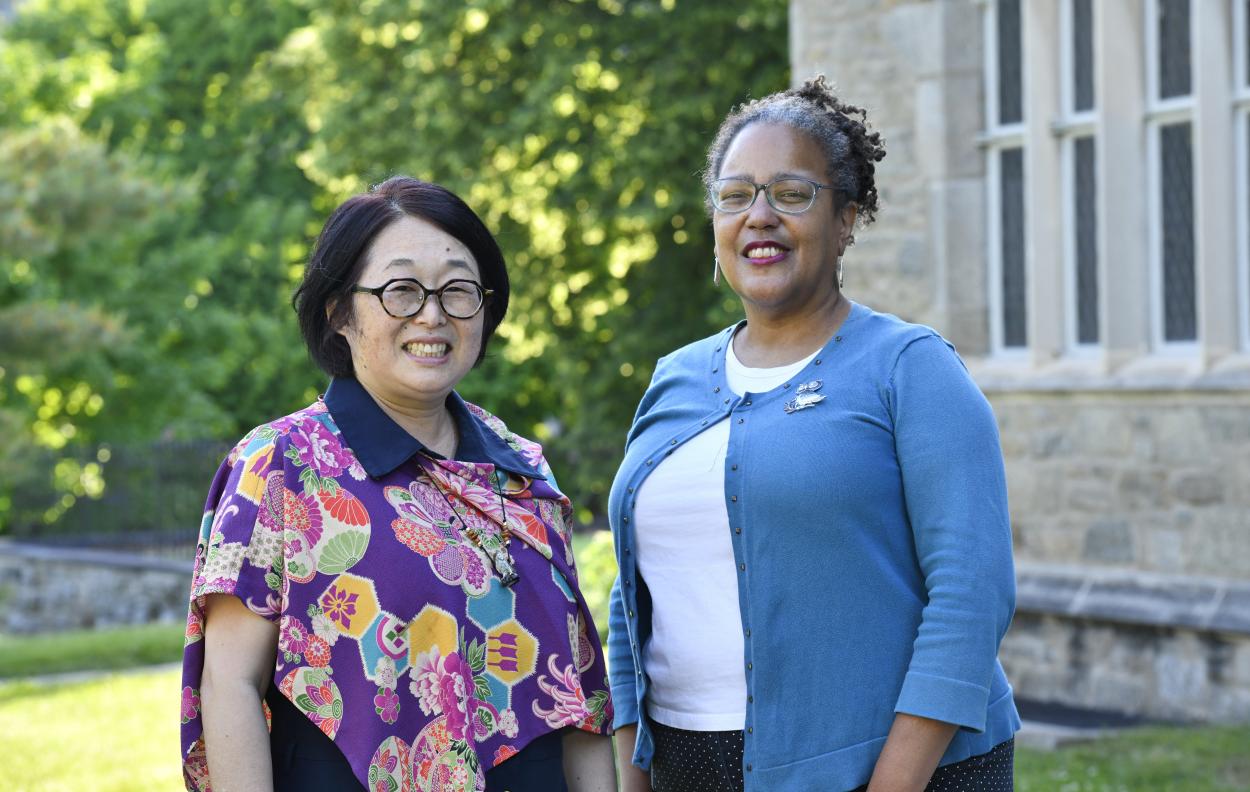Pictured outside of the Quita Woodward room are Tapestry Co-Chairs Emily Murase and Lori Perine. 