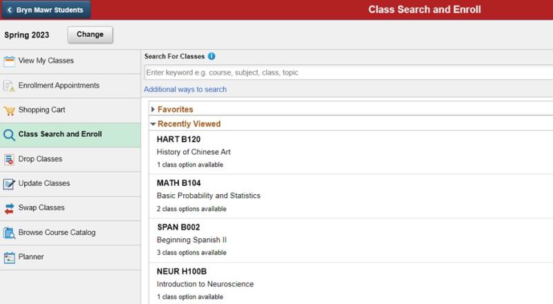 class search and enroll in Bionic