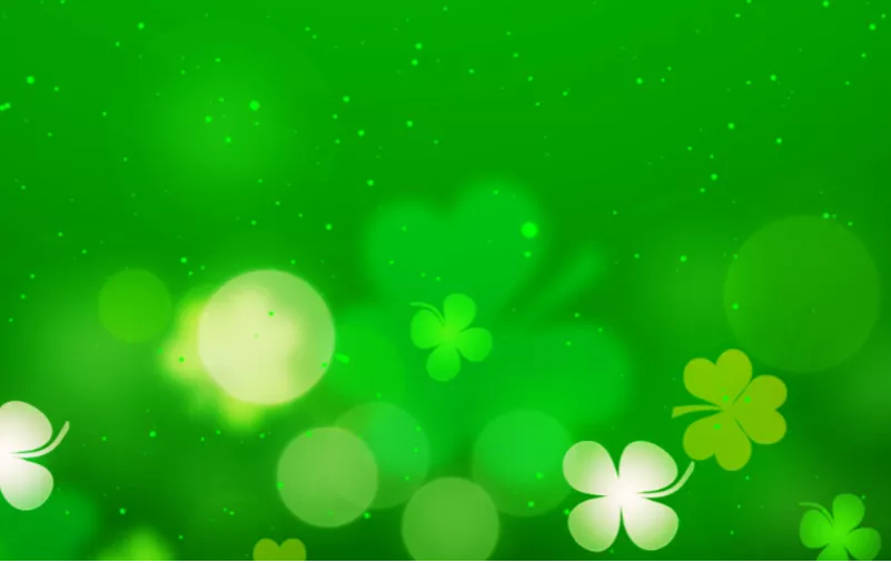 green background with green, white, and yellow shamrocks