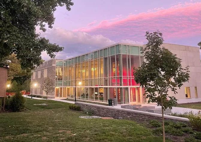 Photo of Lavender skies over The Well - Photo by Becky Yu ‘24 - Instagram post