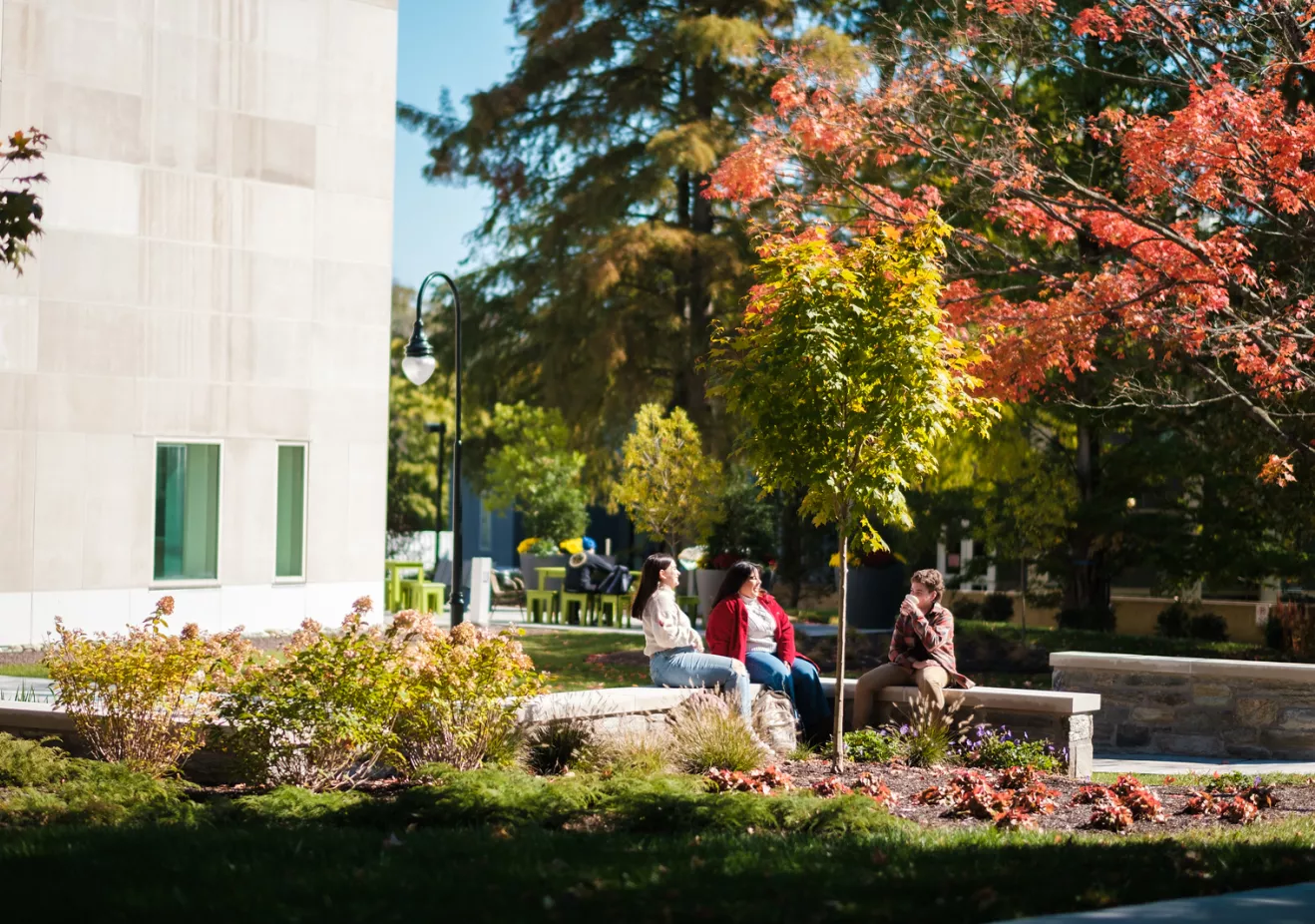 The Well exterior with students 