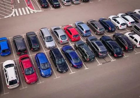 Parking lot with cars