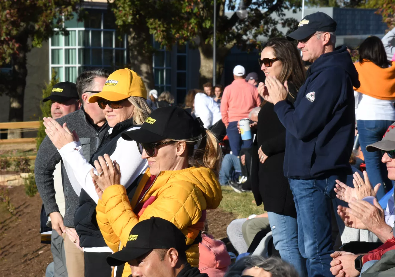 Families cheering on the Field Hockey team