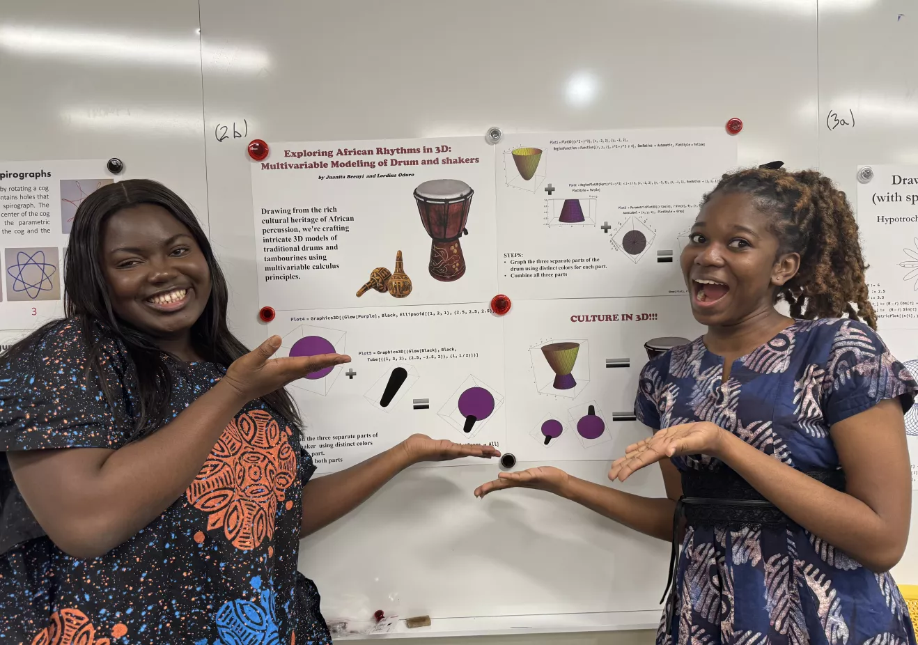 Two students at Math 201 poster session