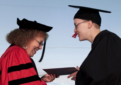 Student receiving degree