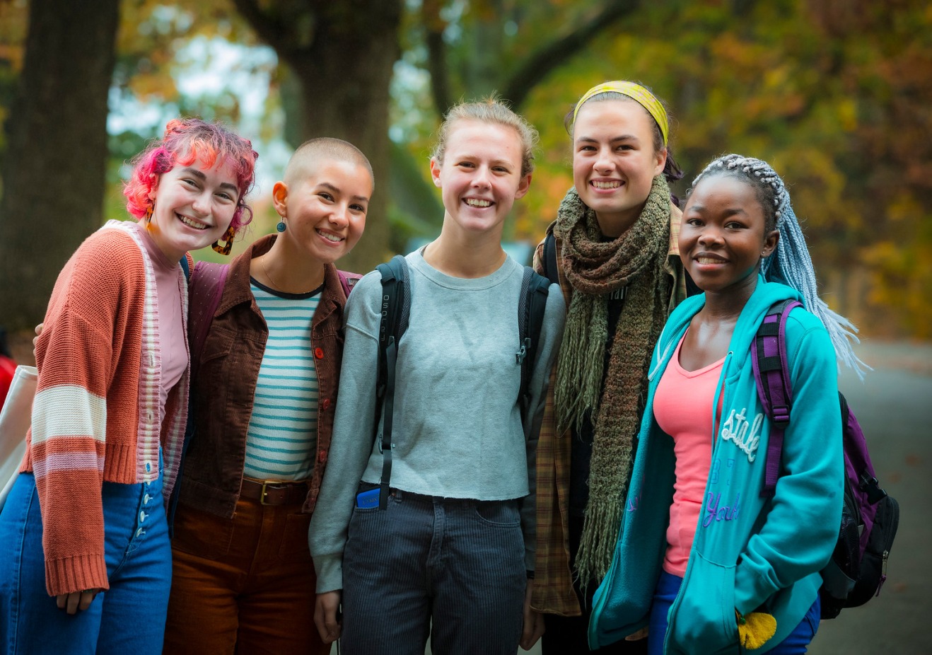 Group of students looking happy