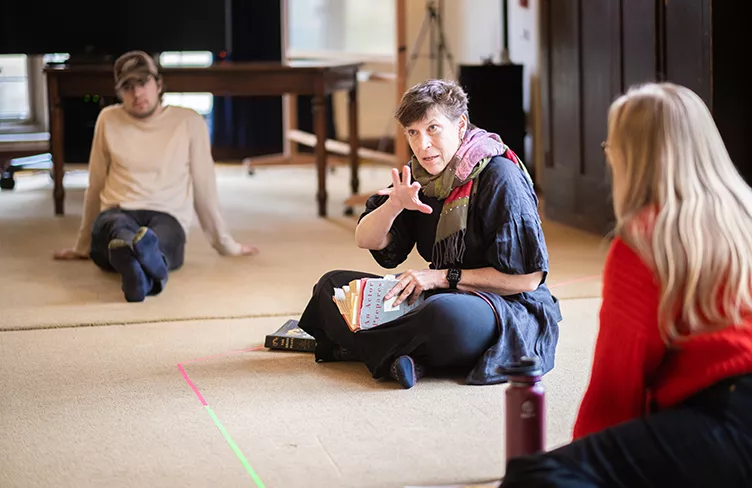 Catharine Slusar teaching a theater class