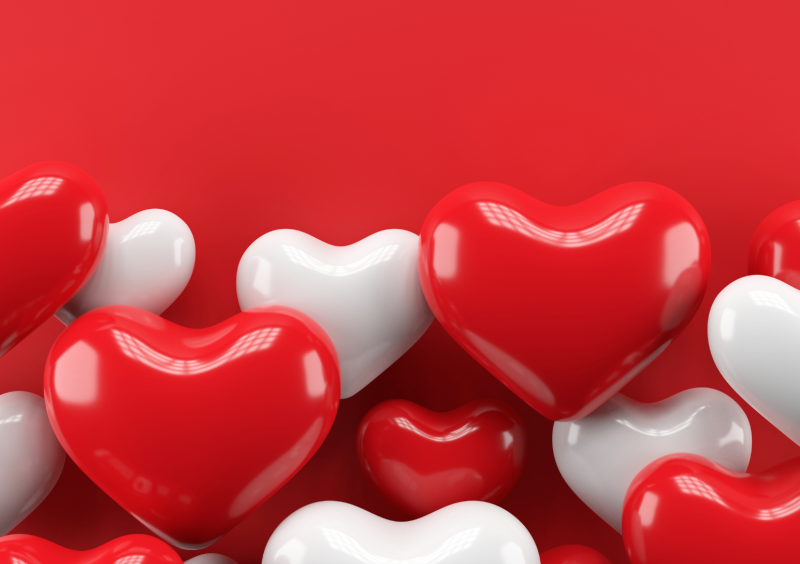 a picture of red and white hearts on a red background