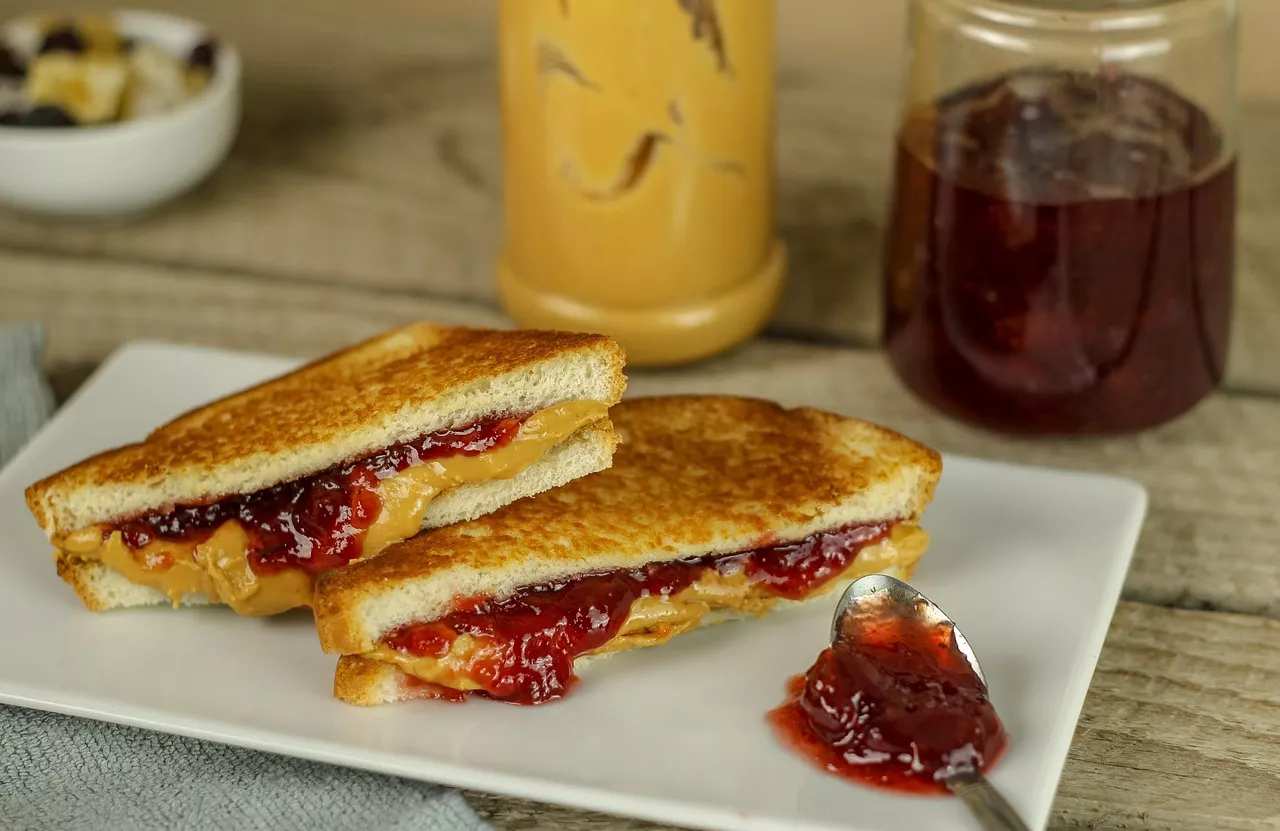 Peanut Butter and Jelly Sandwich on a plate