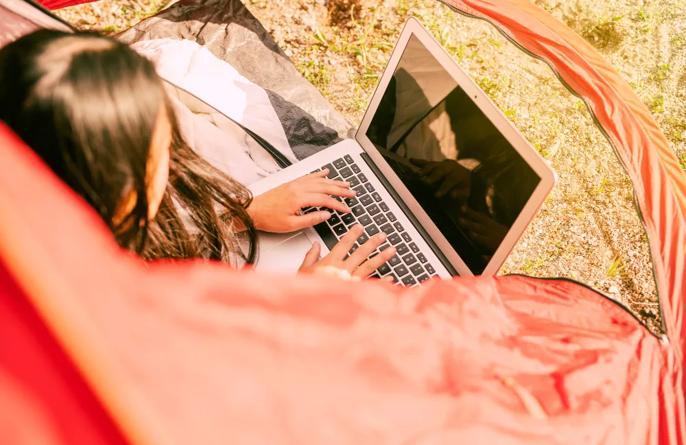 laptop and person stock