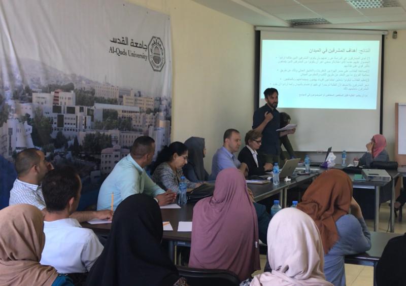 Community meeting to discuss findings from the study, held July 31, 2018, at Al-Quds University 