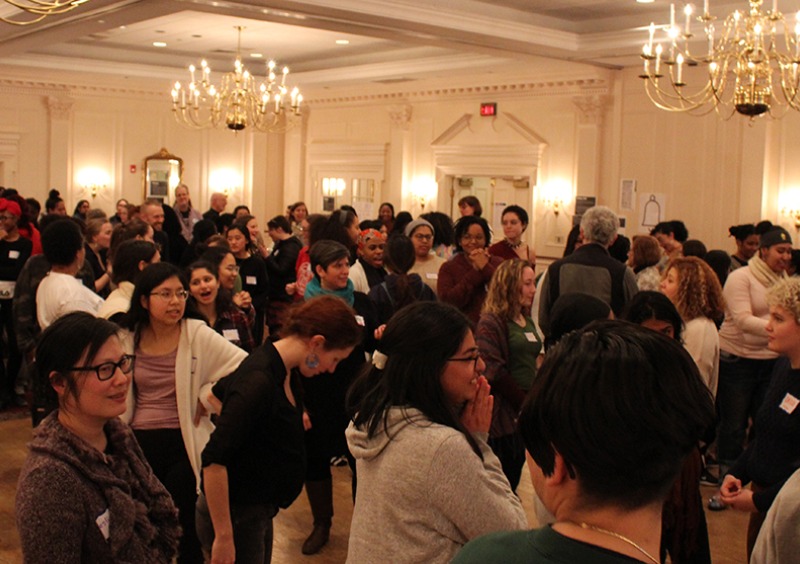 Some of the 150 students, faculty, and staff at the PossePlus retreat