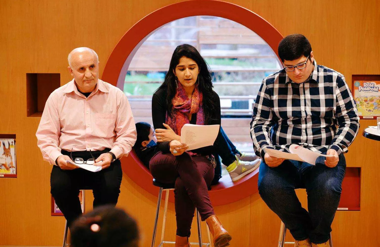 Sanam Sheriff '18 participates in a panel alongside Ibrahim Eroglu (left) Hizir Cengiz (right)