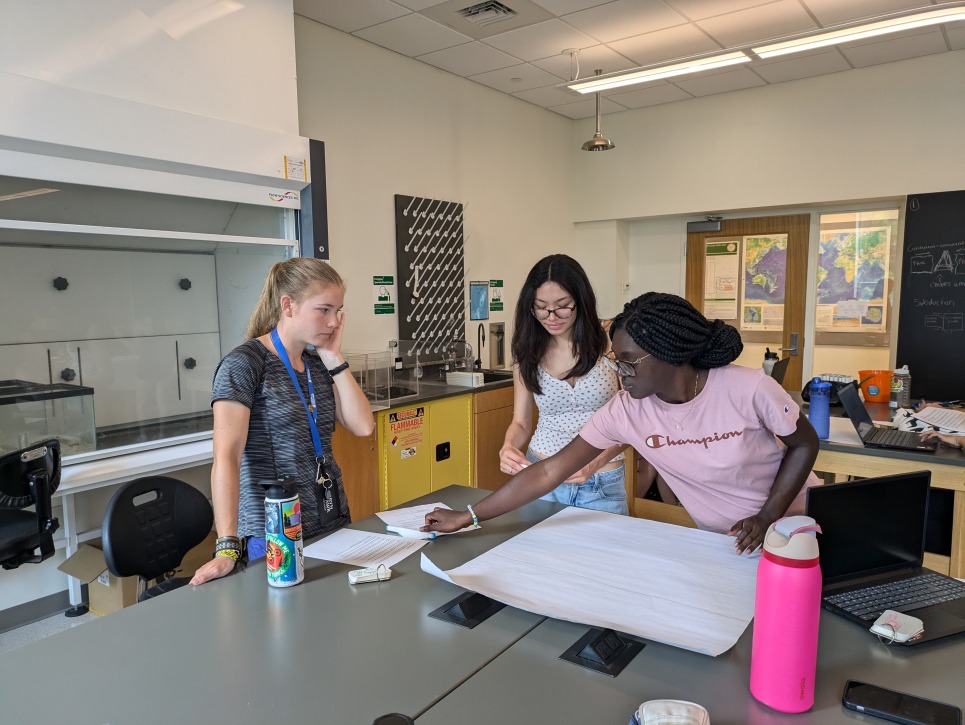 STEMLA Fellows working on poster in geology course