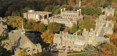 Campus drone image during fall