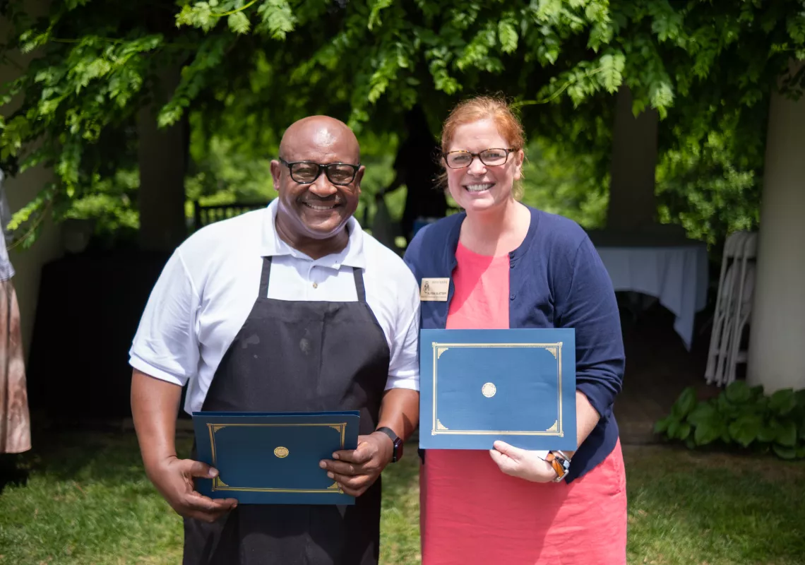 McPherson Award Winners Terry Small and Alyssa Slattery at the Staff Picnic