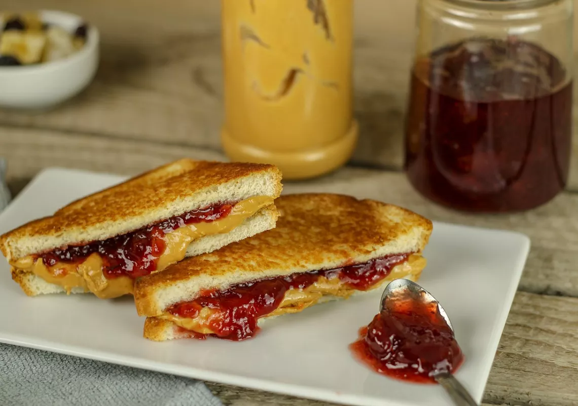 Peanut Butter and Jelly Sandwich on a plate