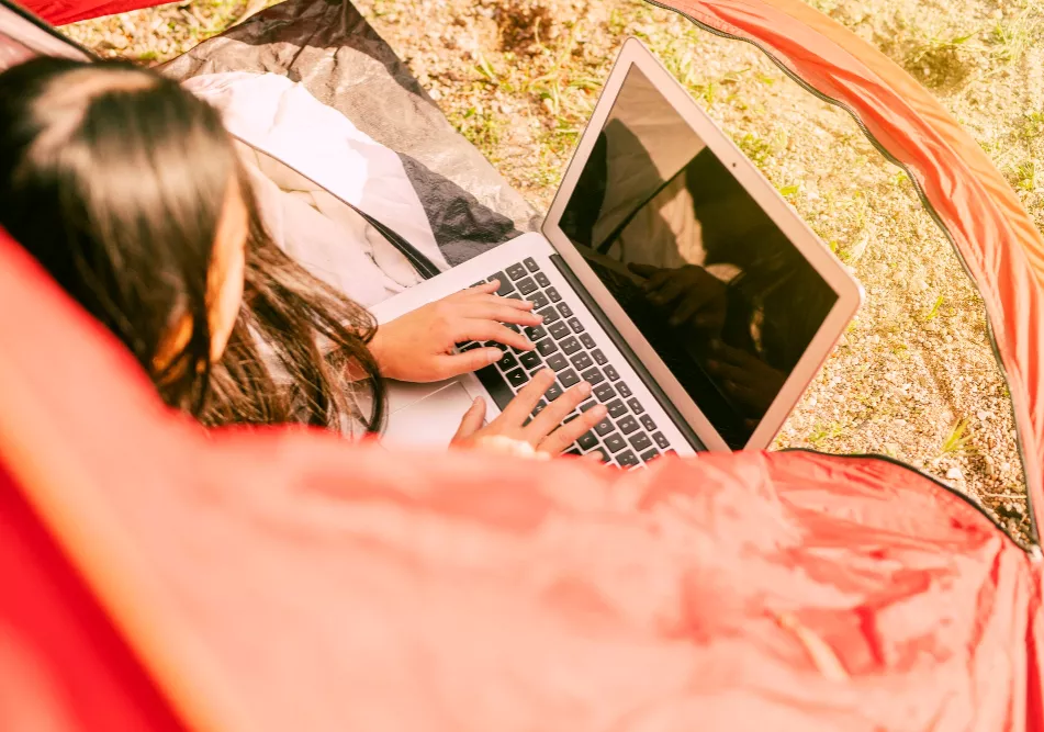 laptop and person stock