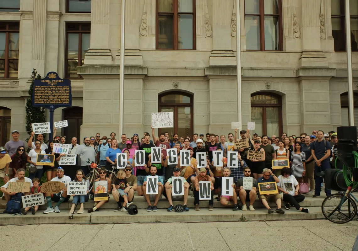 Bicycle Coalition of Greater Philadelphia advocacy event at City Hall.