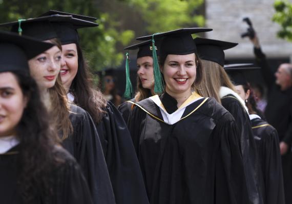 students in graduation gowns