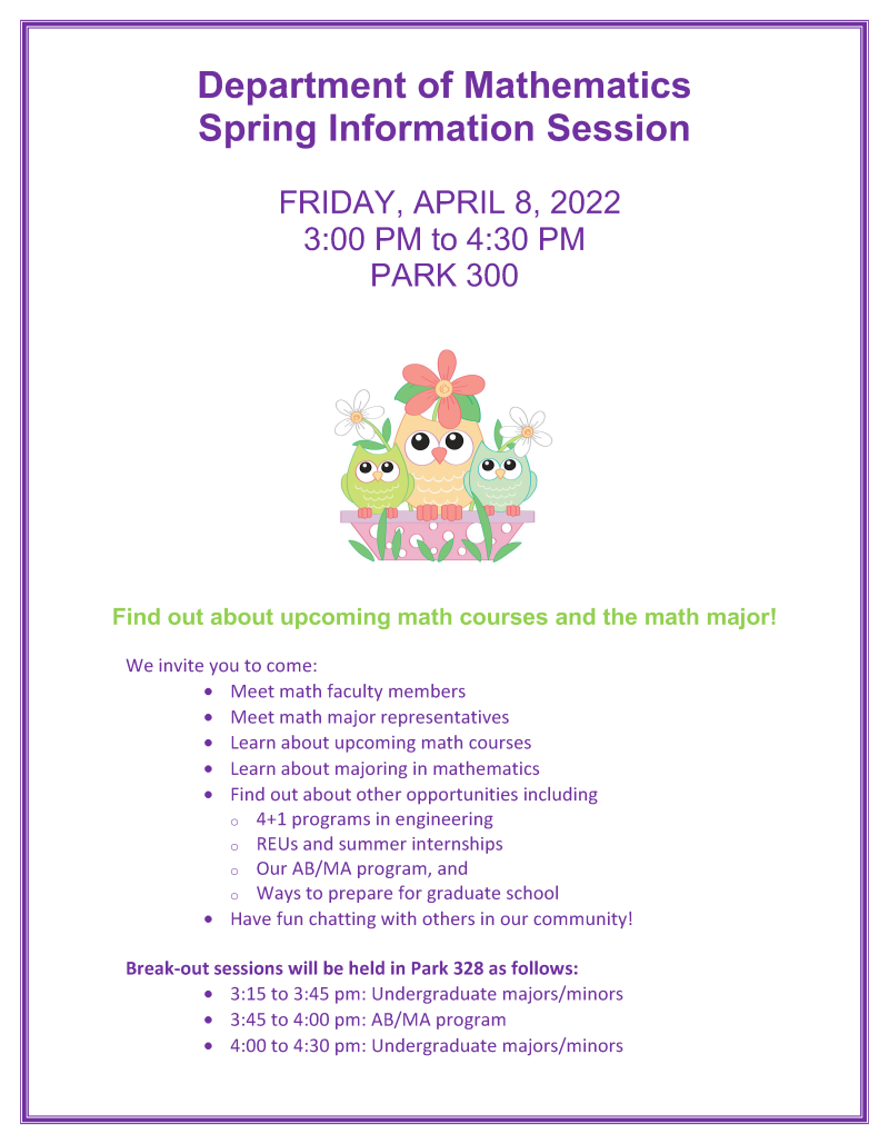 Spring 2022 Math Information Session Poster 
