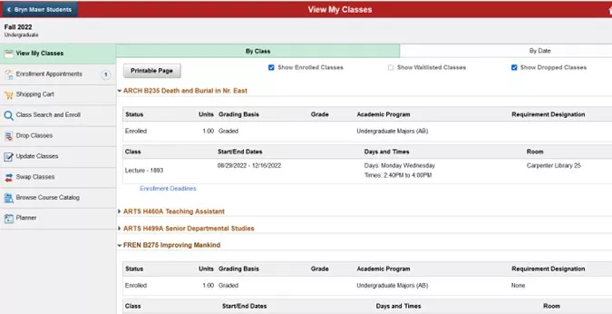 view classes by class