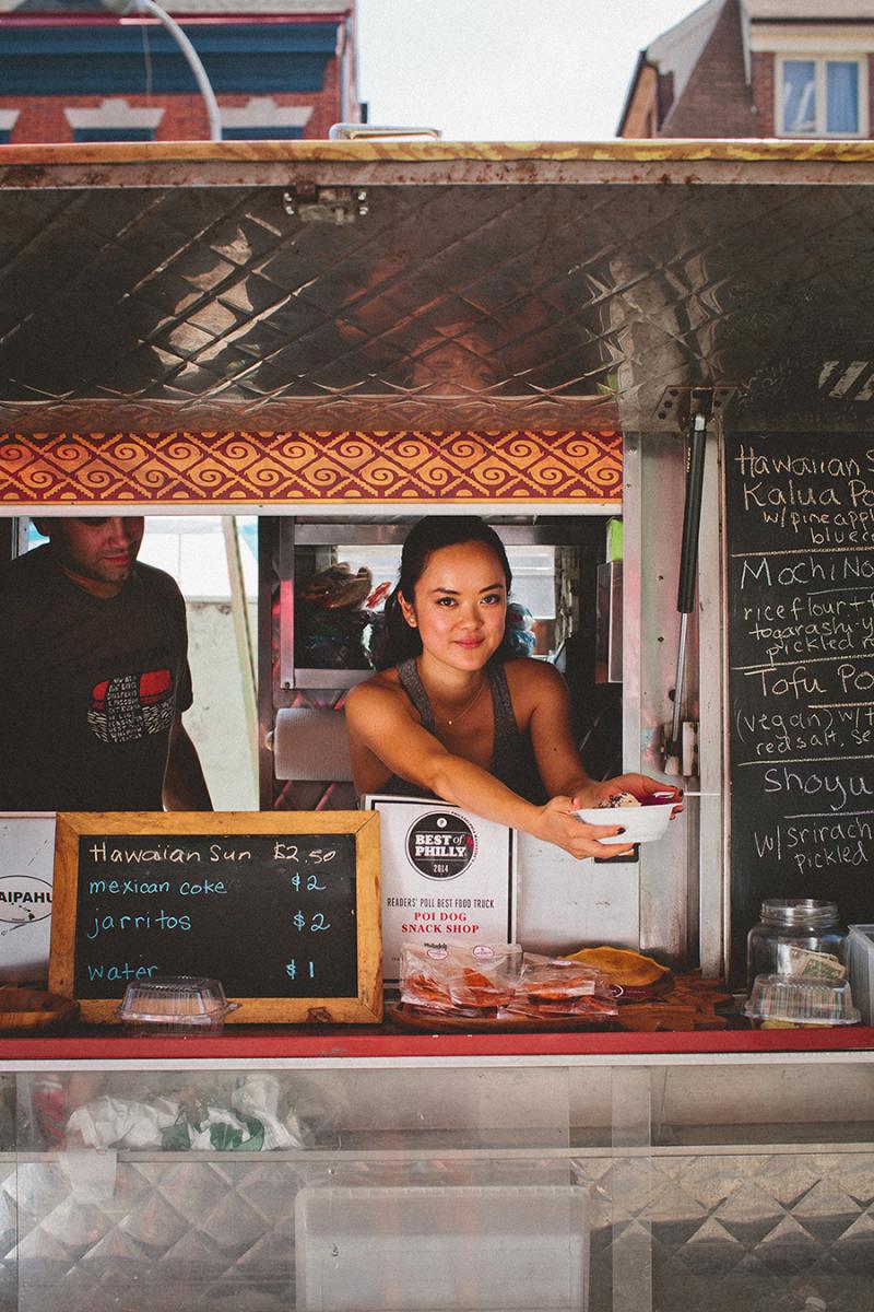 Kiki Aranita in the Poi Dog food truck.