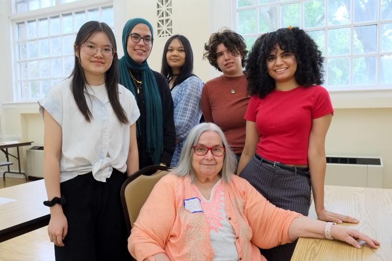 Fiona Shen, Nada Elshafey, Anna Nguyen, Emma Dermansky, and Isbah Ameer with Anne Doley.