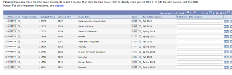 Planned Courses