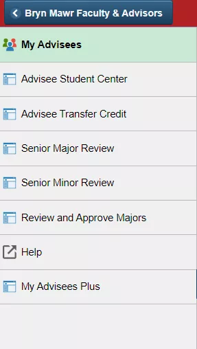 Advisor Center Left Menu