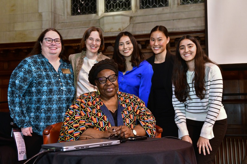 Speaker Loretta Ross with students and administrators