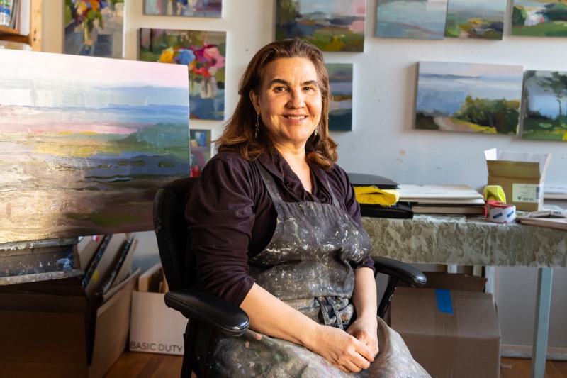 Christine Lafuente in her studio. Photo by Stephen Pisano. 